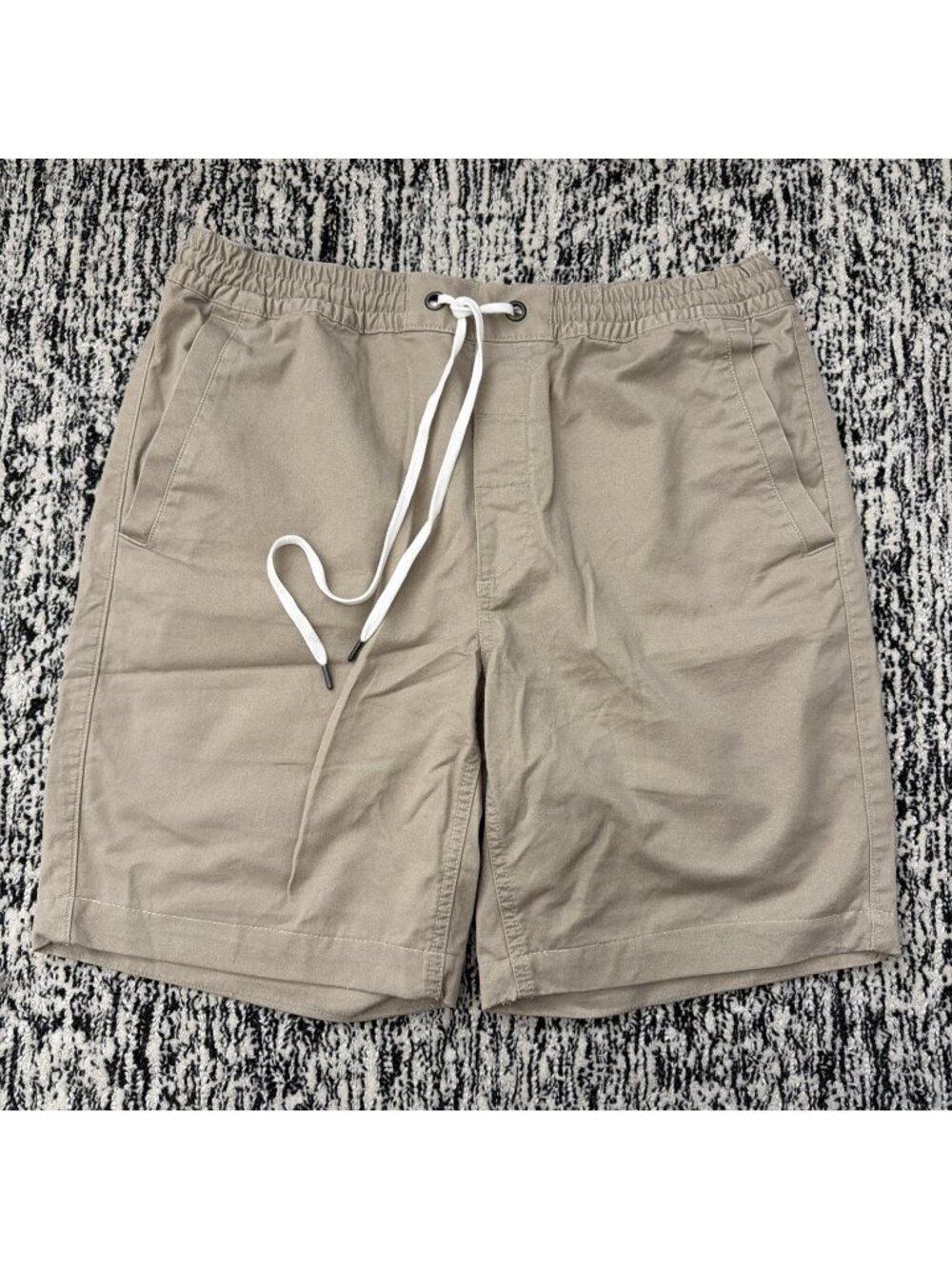 Polo Ralph Lauren Mens Khaki Tan Shorts Elastic Waist Drawstring Casual Medium
